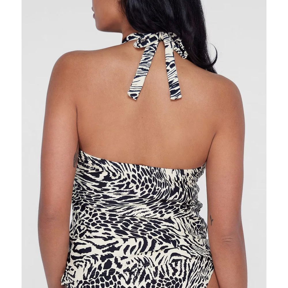Birdsong Size 38G Animal Leopard Luxe Ruffle Halter Underwire Tankini Swim Top - Picture 7 of 10